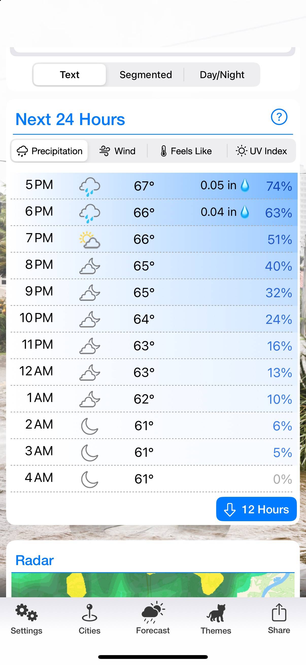 Weather Puppy: Hour by hour